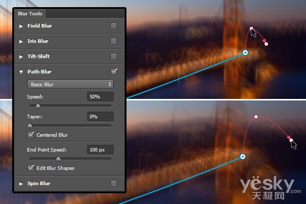 体验Photoshop CC 2014新增路径模糊滤镜_天极yesky软件频道