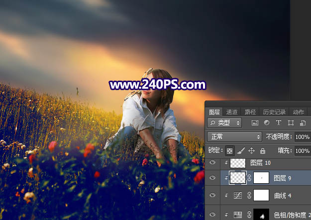 Photoshop照片处理草坡上的人物加上晨曦结果,PS教程,68ps联盟