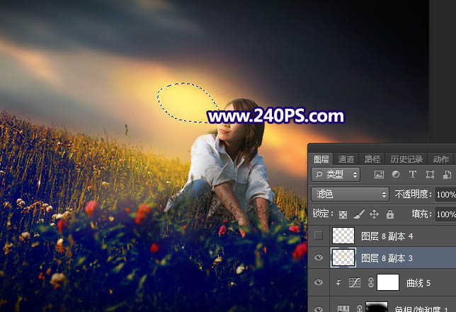 Photoshop照片处理草坡上的人物加上晨曦结果,PS教程,68ps联盟